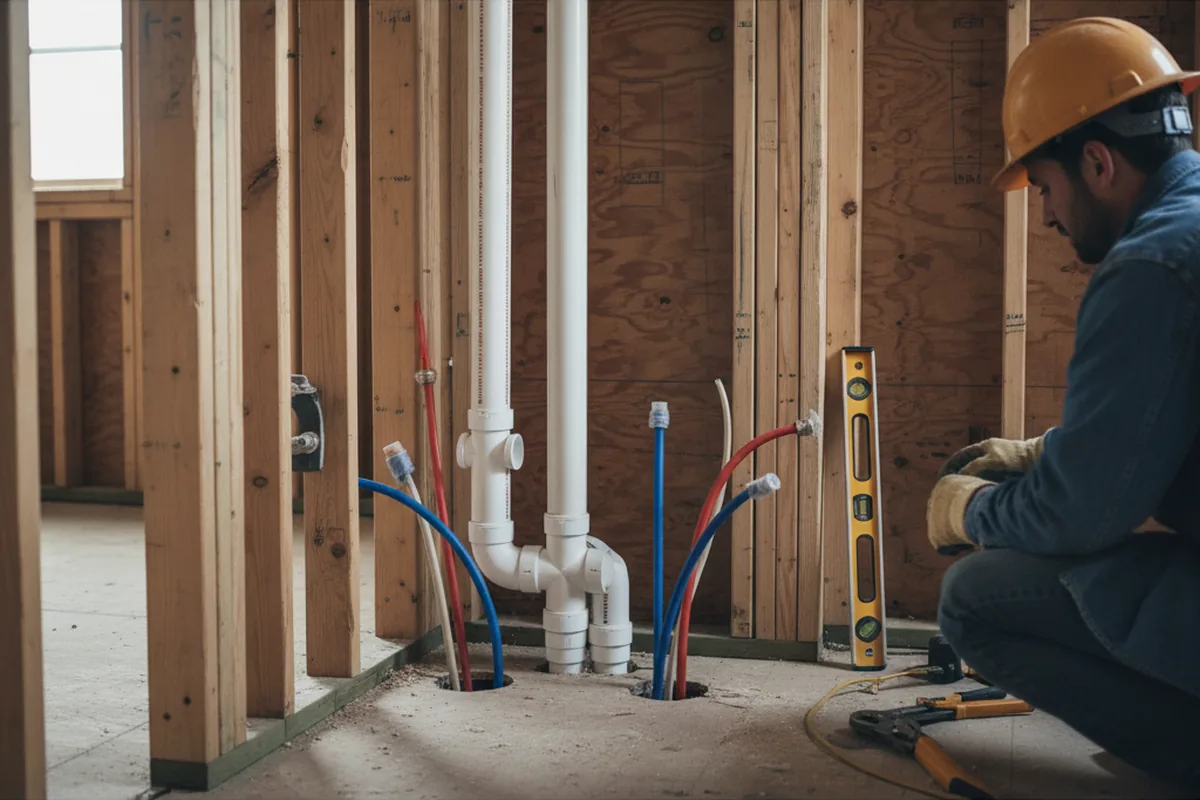 Drain and supply rough-in during Leak Detection in Lakeside